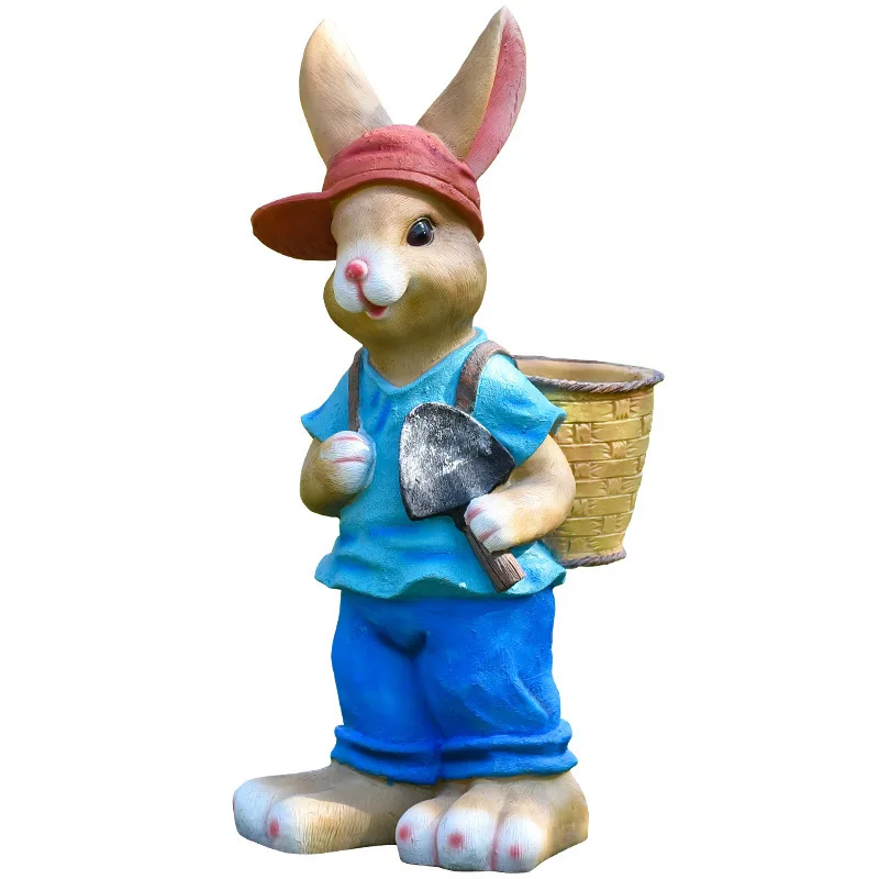 Gardening Tools Sketch - Cartoon rabbit flower pot tank outdoor