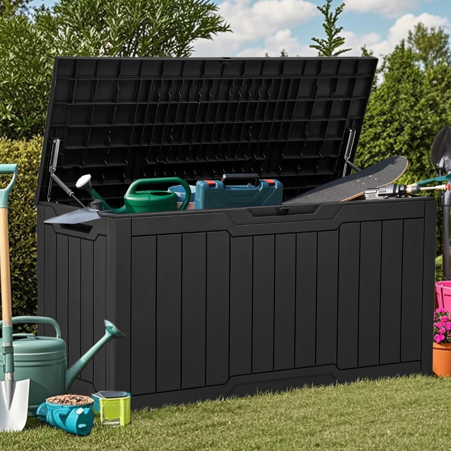 80 Gallon Resin Deck Box with  - Gardening Tools Images ulasan dan harga
