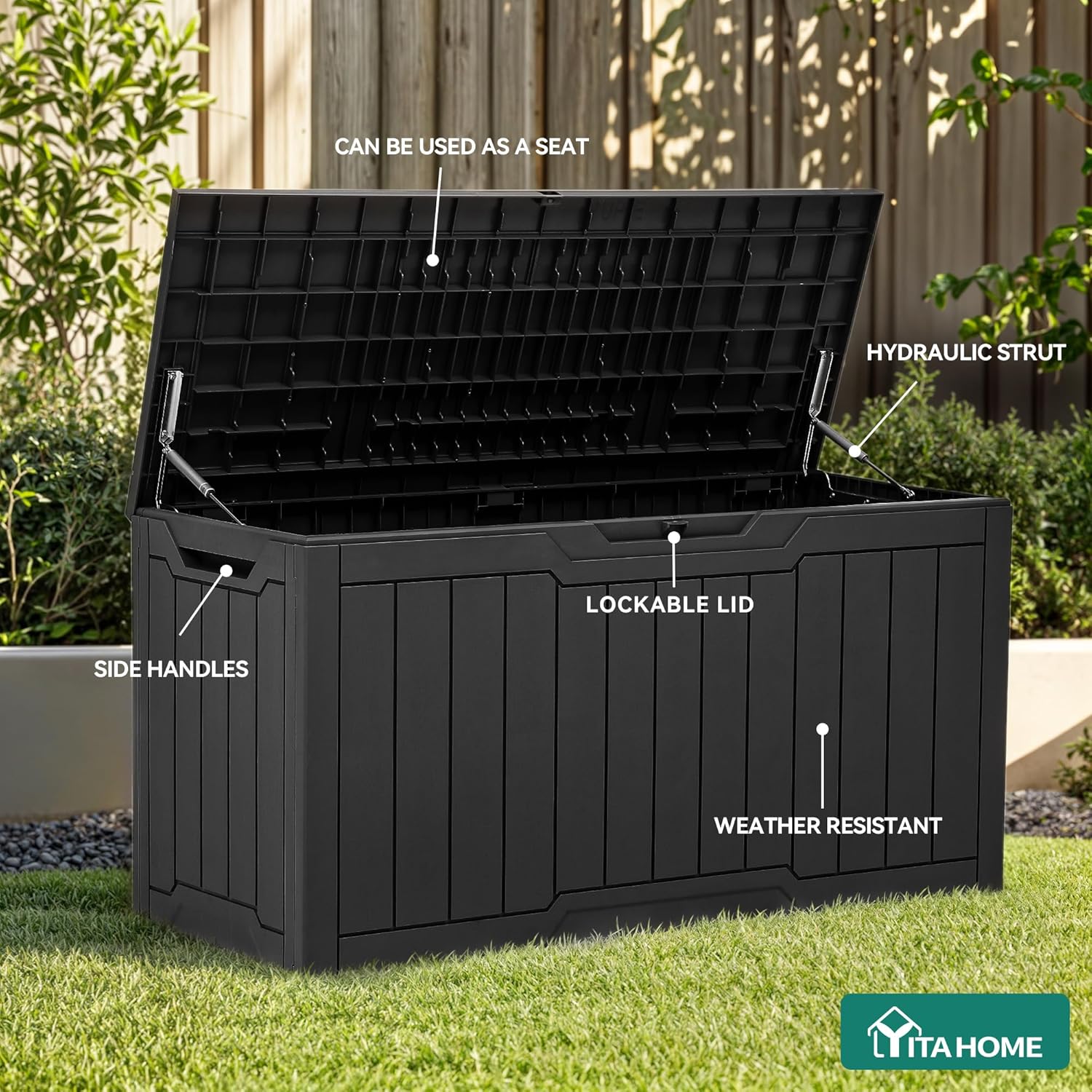 80 Gallon Resin Deck Box with  - Gardening Tools Images ulasan dan harga