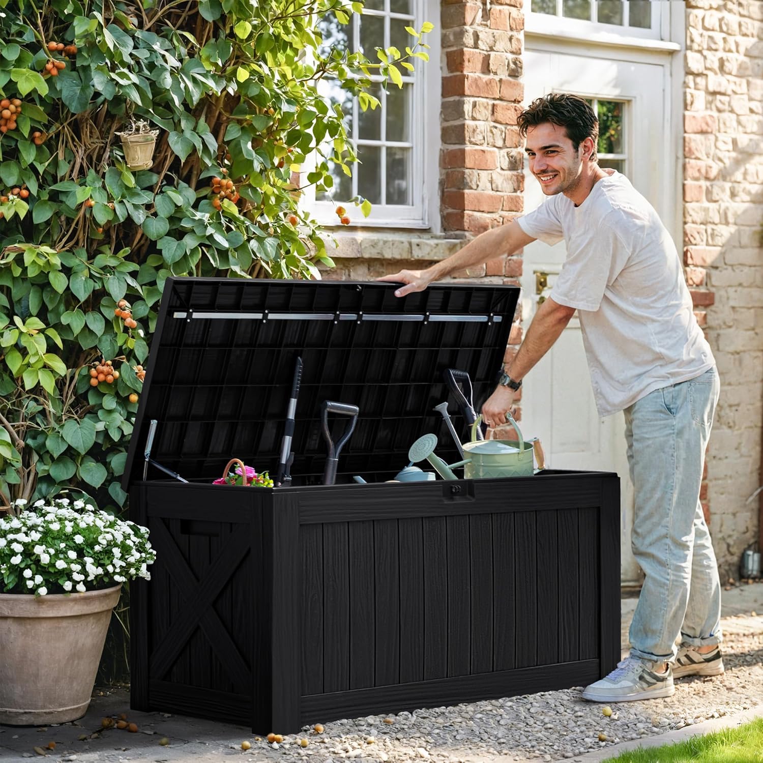 120 Gallon Deck Box with Wood  - Gardening Tools Images ulasan dan harga