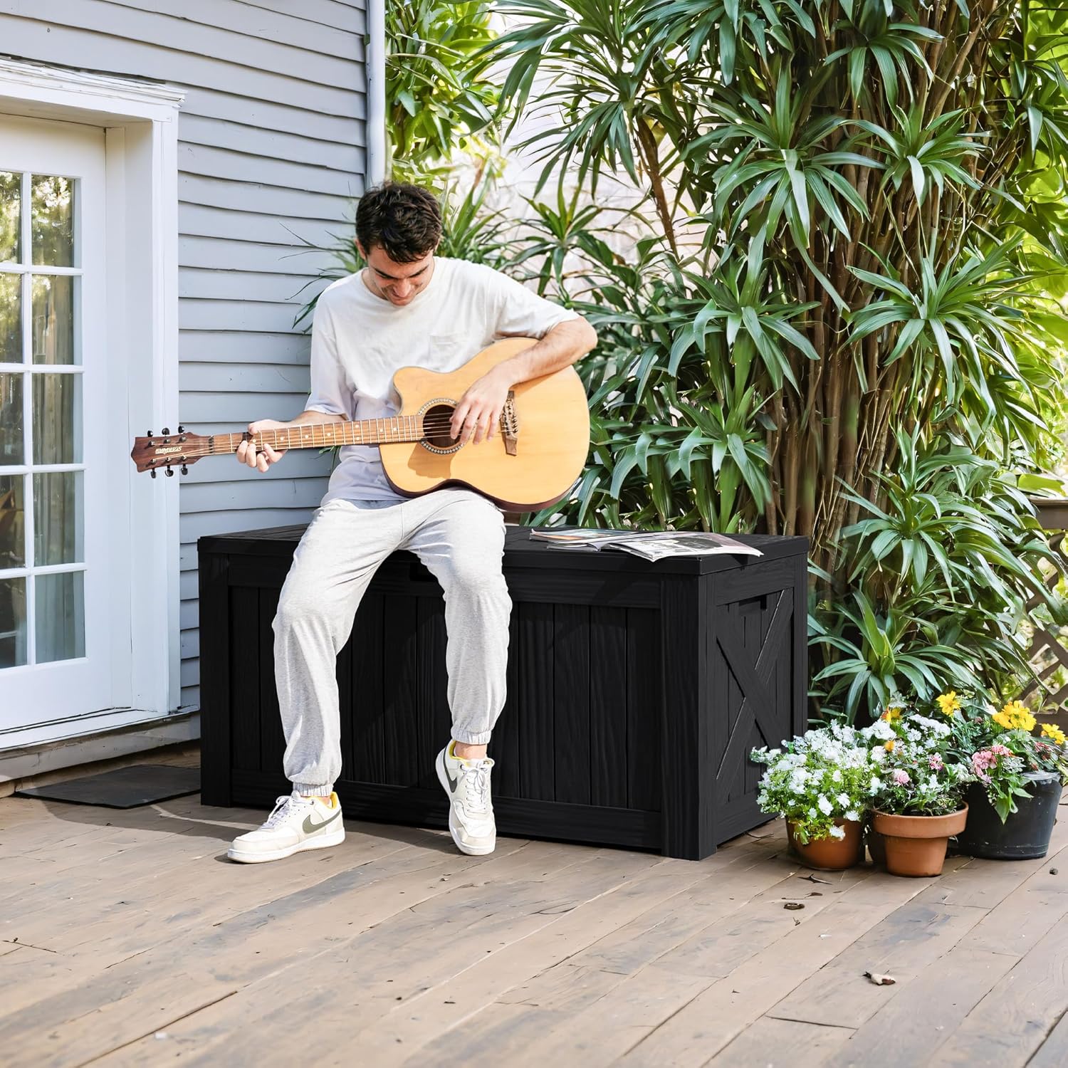 120 Gallon Deck Box with Wood  - Gardening Tools Images ulasan dan harga