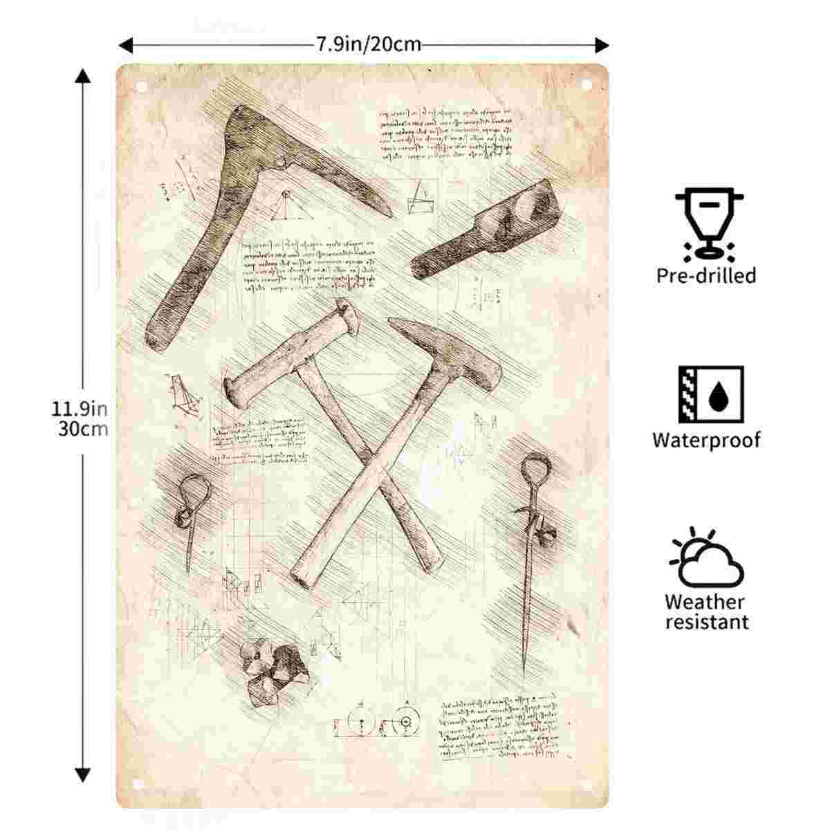2D FLAT 1pc Vintage Hammer Too - Gardening Tools Sketch ulasan dan harga
